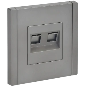 Розетка встраиваемая двойная IEK Forte&Piano RJ45 cat 5е цвет сталь 89435999 STLM-2205033