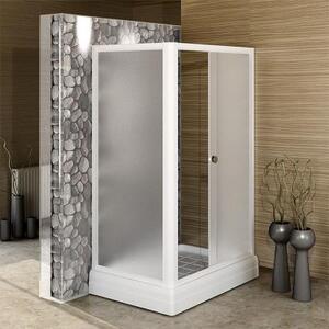 Душевой угол Верчелли, (левое исполнение), стеклянные шторки (матовые, 1 дверца), поддон на раме-подставке с устройством слива, профиль белый