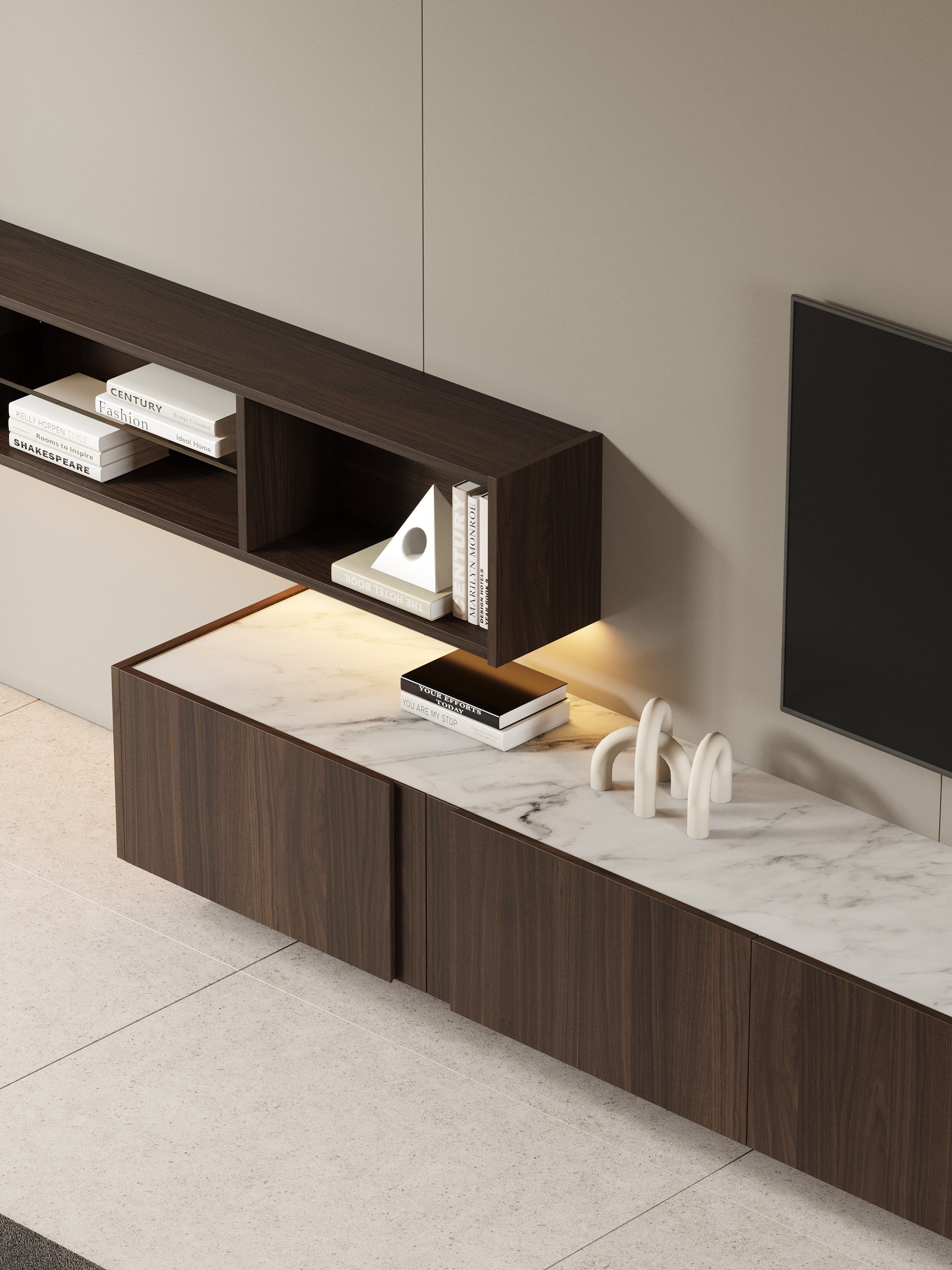 Низкий шкаф для телевизора из грецкого ореха Stylish Club Sevilha ARCH-00153343 - Вид №7