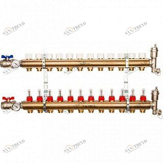 Коллектор из латуни на 12 вых. с расходомерами STOUT SMB0473000012