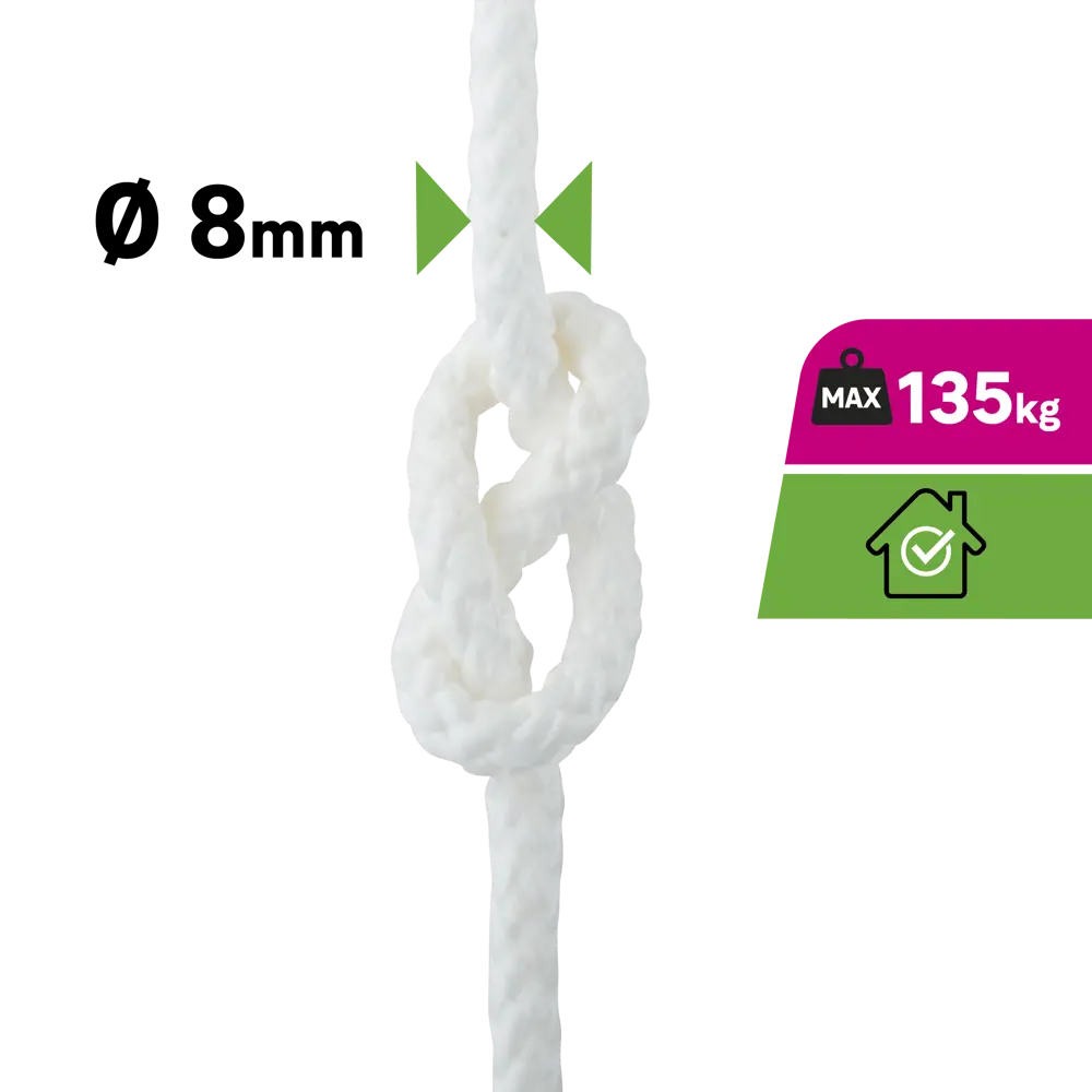 Канат плетеный  8 мм 20 м полипропиленовый, цвет белый STANDERS STLM-2094844 - Вид №1