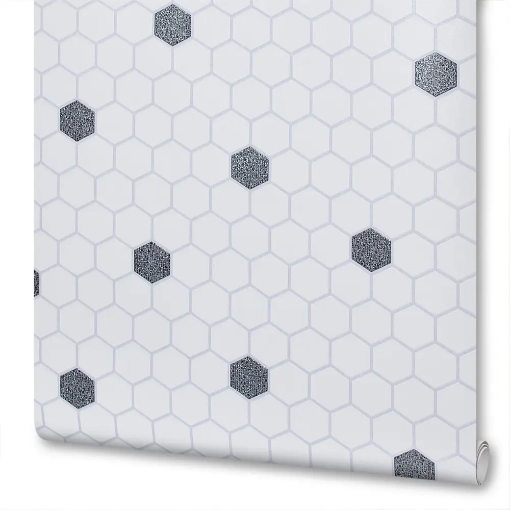 Обои виниловые 0.53х10 м соты цвет чёрно-белый RA 861907 Rasch Selection Vinyl/Vlies STLM-2158322