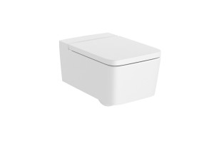 AZ46531620 SQUARE - Подвесной унитаз без ободка с горизонтальным выпуском (включает чашу и плавно закрывающуюся крышку) ROCA Inspira