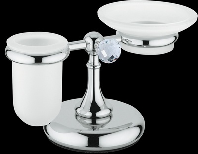 FS773 Мыльница и стакан из матового стекла с держателем, настольный комплект bagno&associati FOLIE