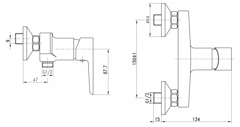 Смеситель для душа ROWENA ROW-ESDM-CRM BELBAGNO  - Вид №1