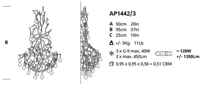 Serip Бра из бронзы ручной работы Coral Ap1442/3 - Вид №1
