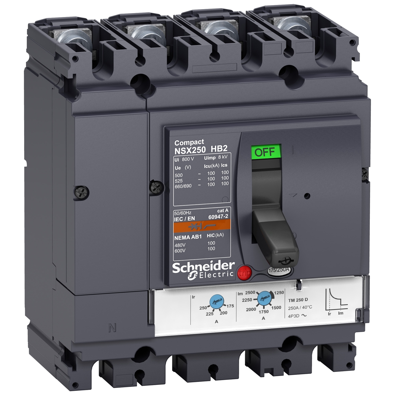 LV433493 Силовой автомат NSX, 100кА, 4P, 250А Schneider Electric Compact 