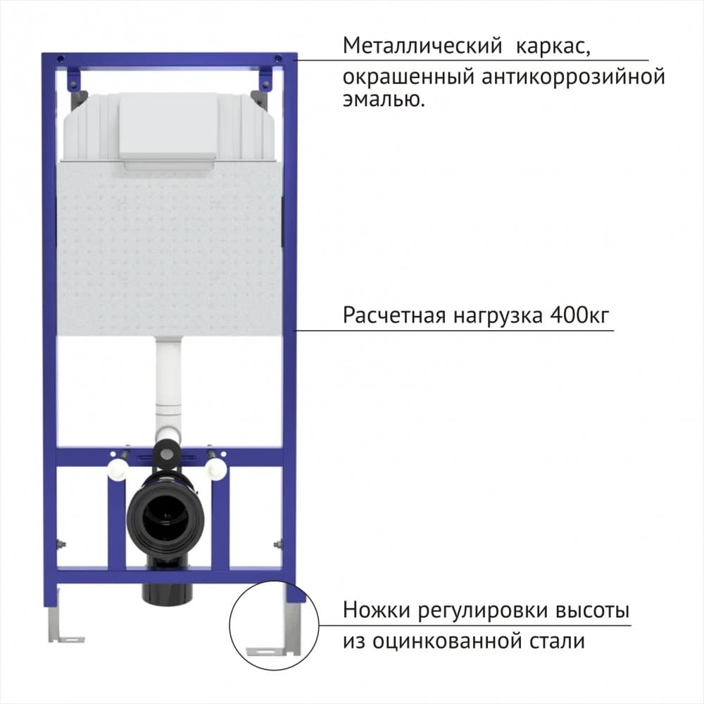 040250 Инсталляция BERGES для скрытого монтажа NOVUM с кнопкой F1 белая  Berges NOVUM F3  - Вид №5