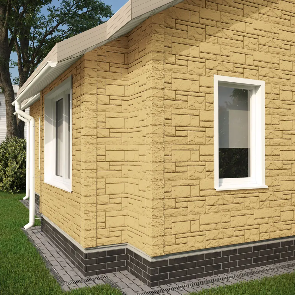 Фасадная панель Docke Dacha слоистый камень 930x406 мм желтый 0.38 м² DÖCKE STLM-2210528 - Вид №2