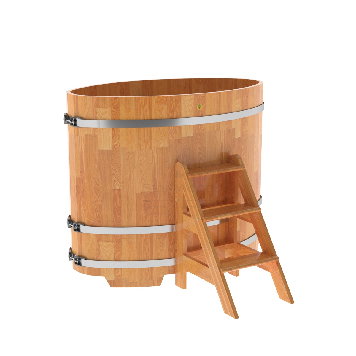 1496 Купель овальная из сращенных ламелей лиственницы 0,80х1,42х1,2 натуральная Alyarus 