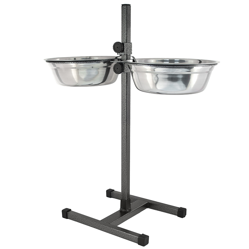 ПР0037178 Стойка с мисками для животных регулируемая, шагрень, h60см, D26см, 2х2,5л ХОРОШКА 