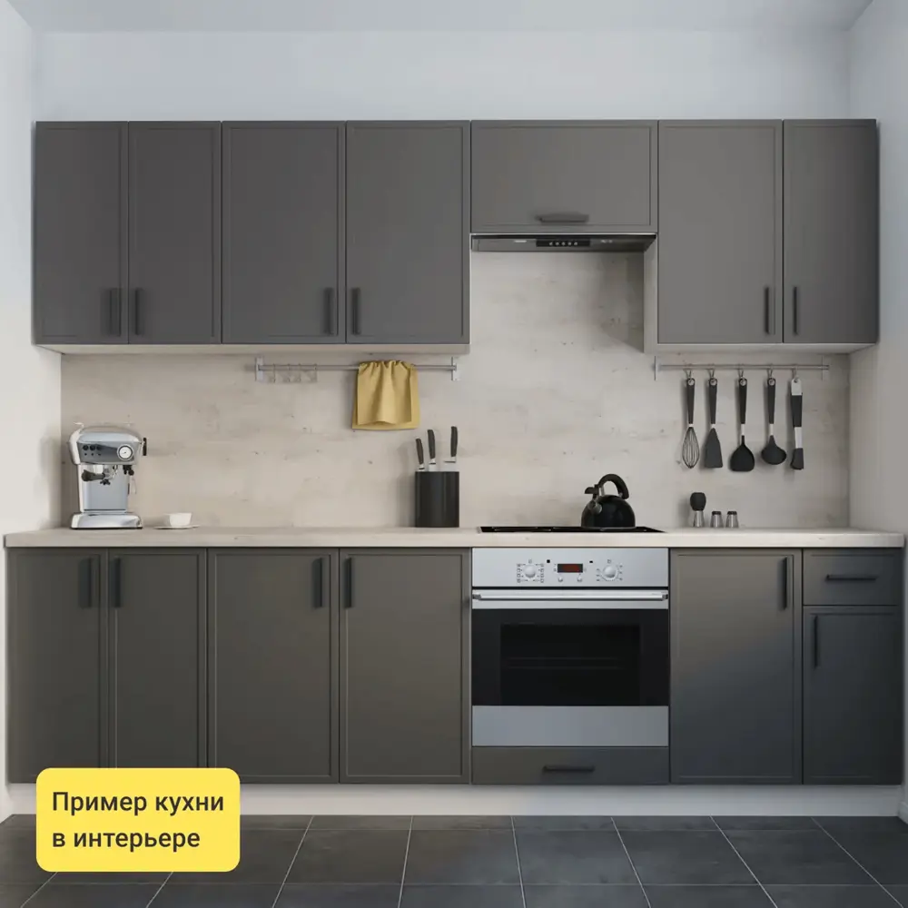Кухонный гарнитур «Неро» 160x60 см МДФ цвет графит Santreyd STLM-2072095 - Вид №3