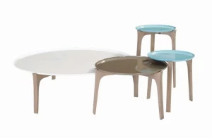 Roche Bobois Круглый журнальный столик из алюминия и дерева