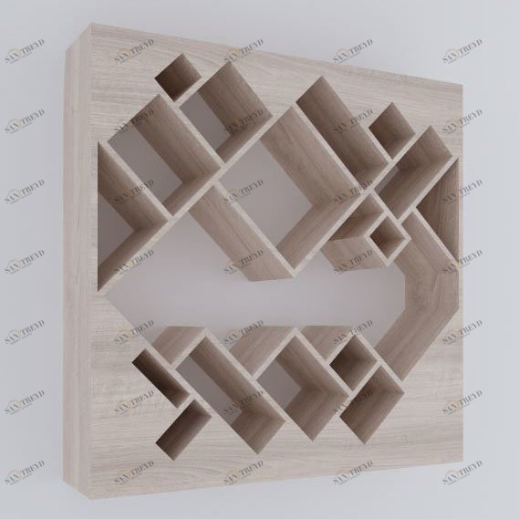 Стеллаж деревянный для книг беленый дуб "Геометрия" от Odingeniy ODINGENIY ГЕОМЕТРИЯ 178301 Бежевый 