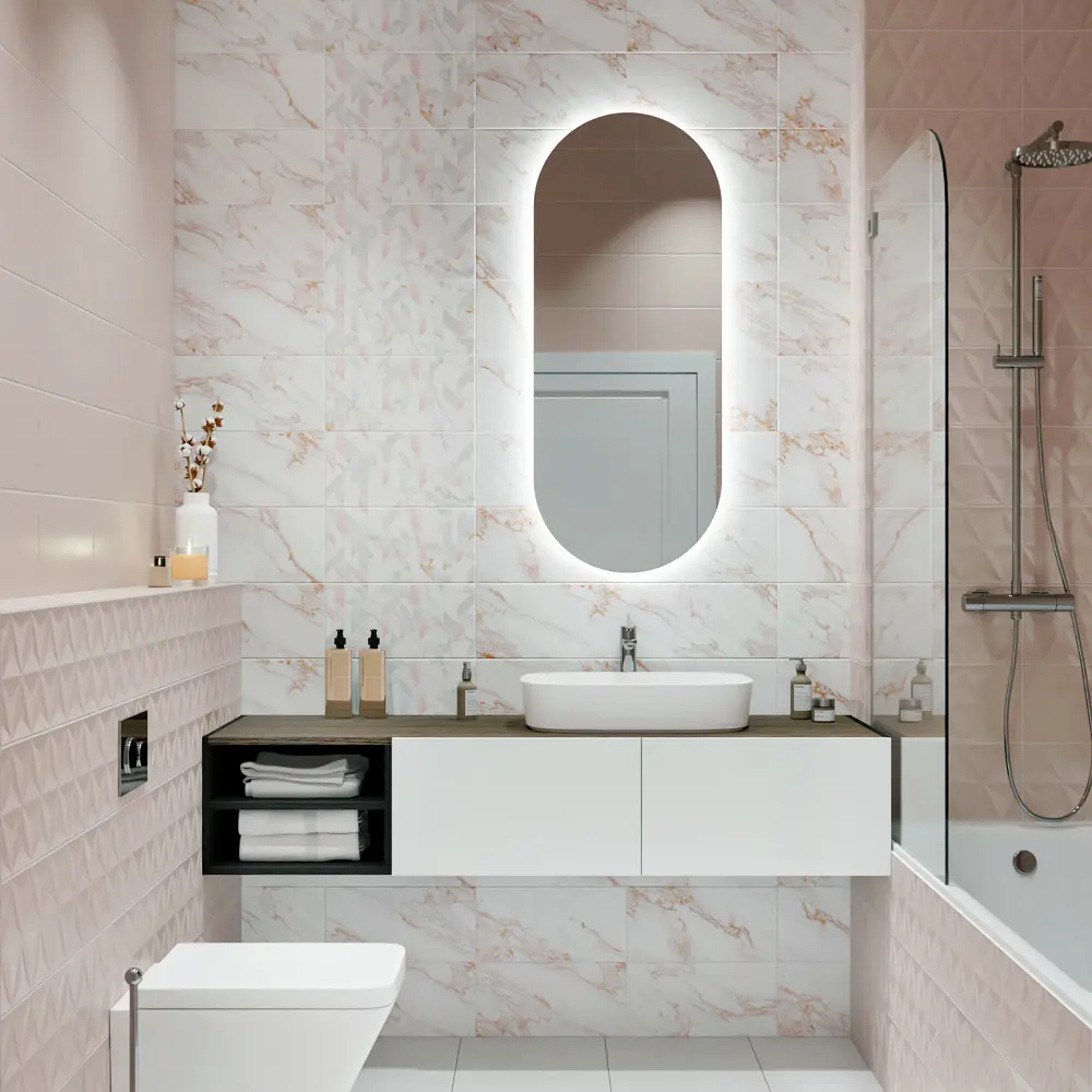 Настенная плитка KREAFORTA Mersey MonoR 20x40 см 1.62 м² матовая цвет розовый STLM-2108071 - Вид №6