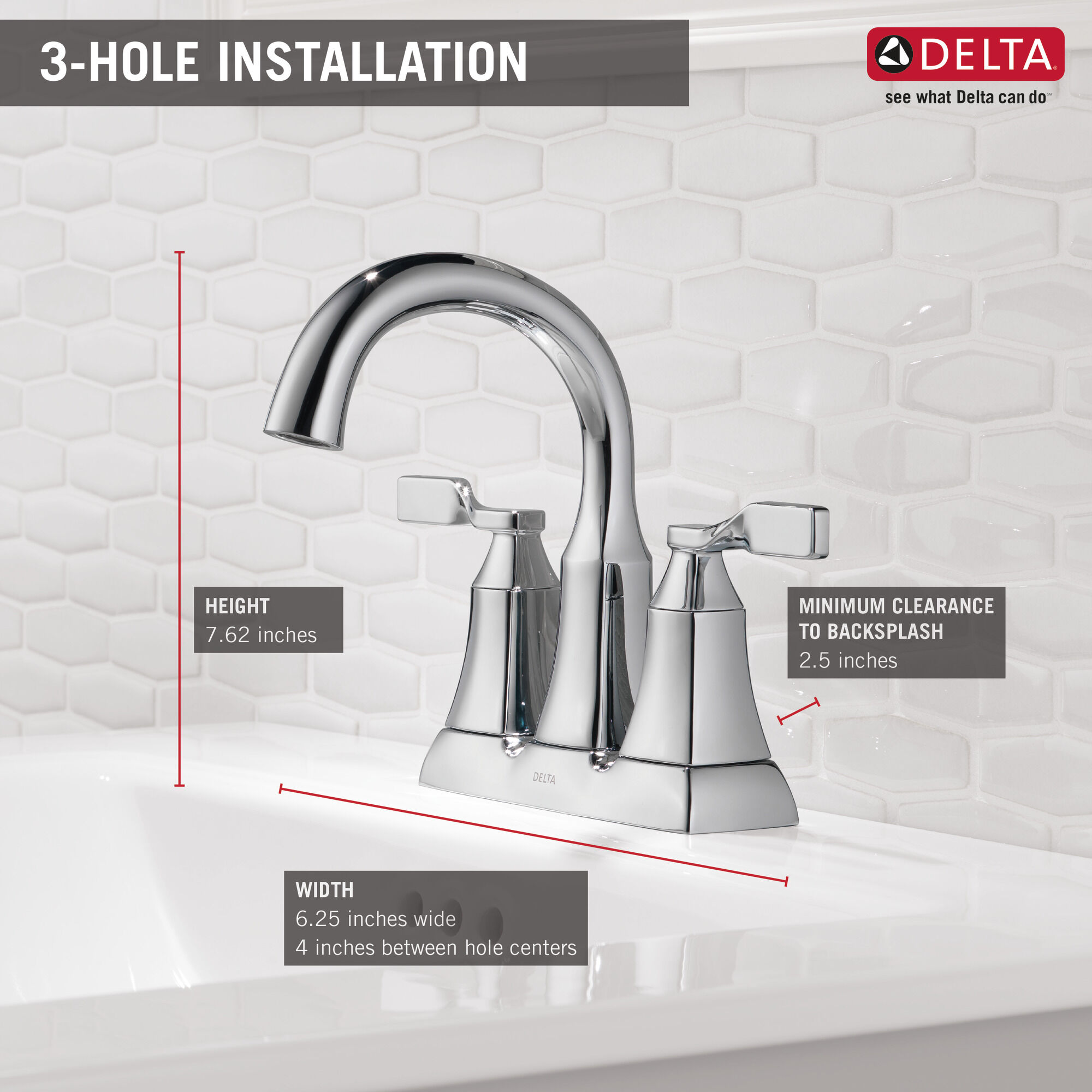 25766LF Смеситель для ванной комнаты с двумя ручками Delta Faucet Sawyer Хром  - Вид №1