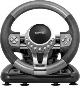 64367 игровой руль forsage gtr usb, 12 кнопок, рычаг передач Defender