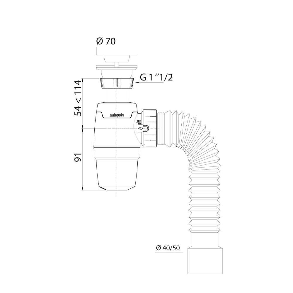 Сифон WIRQUIN NEO с выпуском 1?х40мм и гофротрубой (30987075) 30987075 Santreyd  - Вид №1