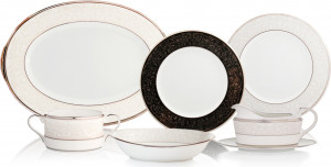 10676105 Noritake Сервиз столовый Noritake Серебряный дворец на 6 персон 21 предмет, фарфор Фарфор костяной