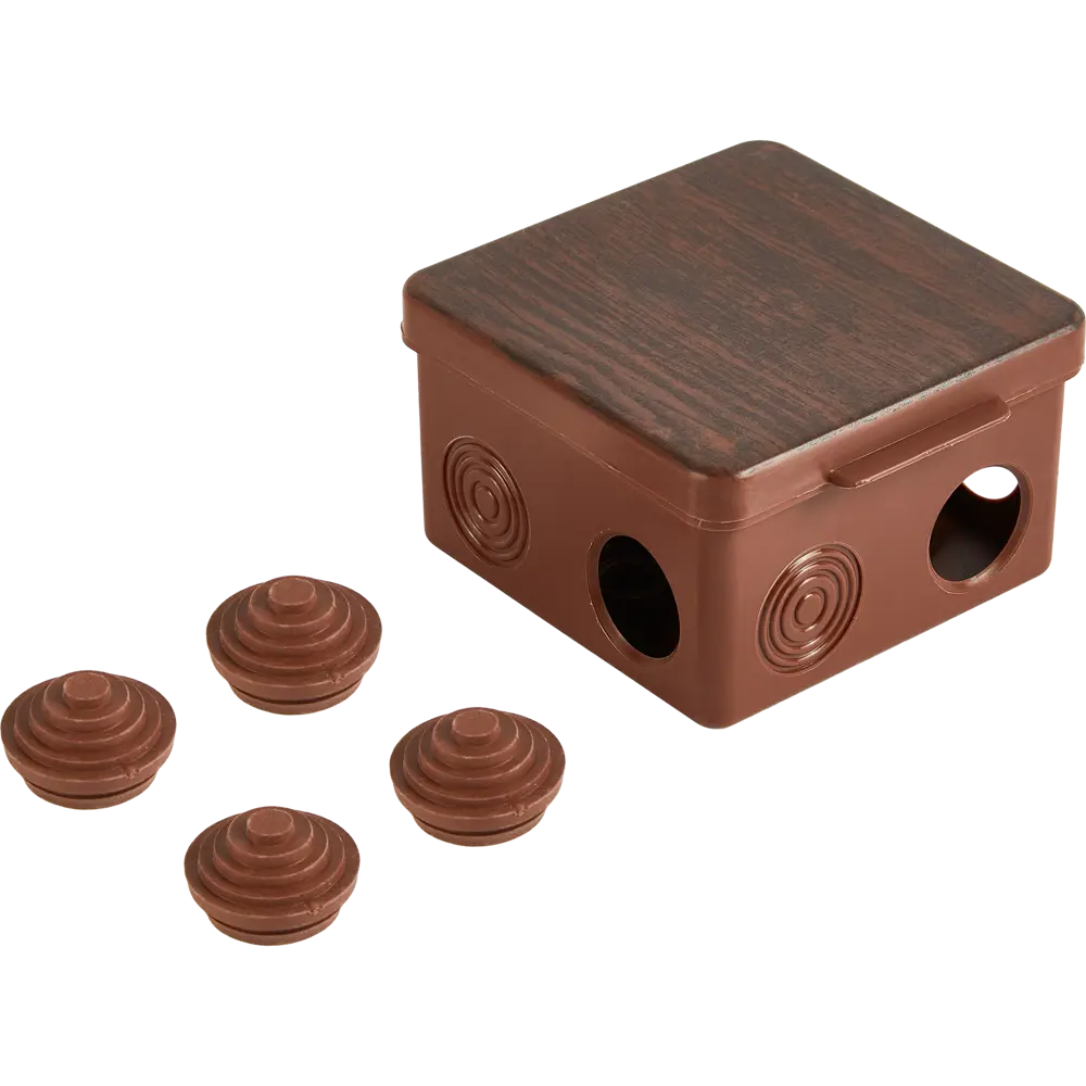 Распределительная коробка открытая TDM 80x80x50 мм 7 вводов IP54 цвет венге STLM-2044532 - Вид №1
