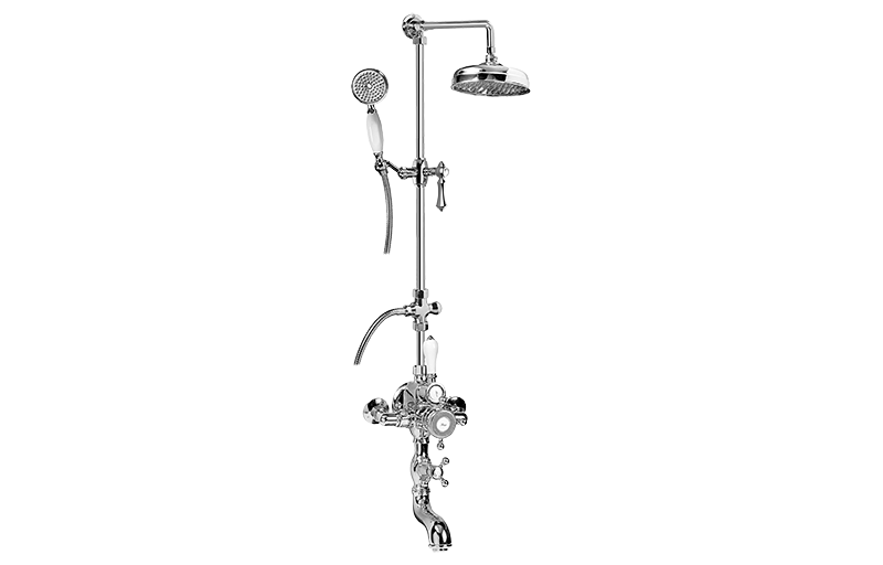 ED4.01-LM15S Thermostatic wall-mounted shower system with bathtub spout, handshower and showerhead GRAFF Adley