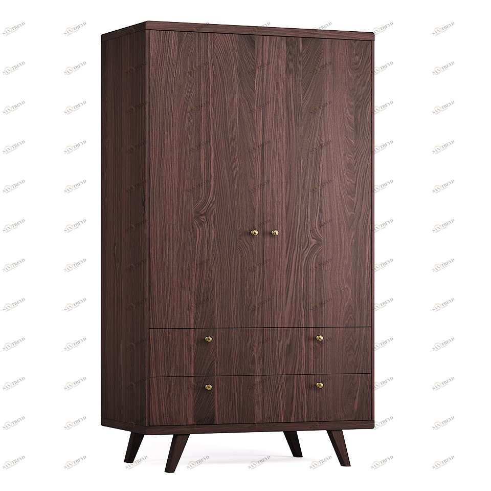 Шкаф распашной двухдверный с ящиками темный дуб Thimon №2 THE IDEA  210434 Коричневый 