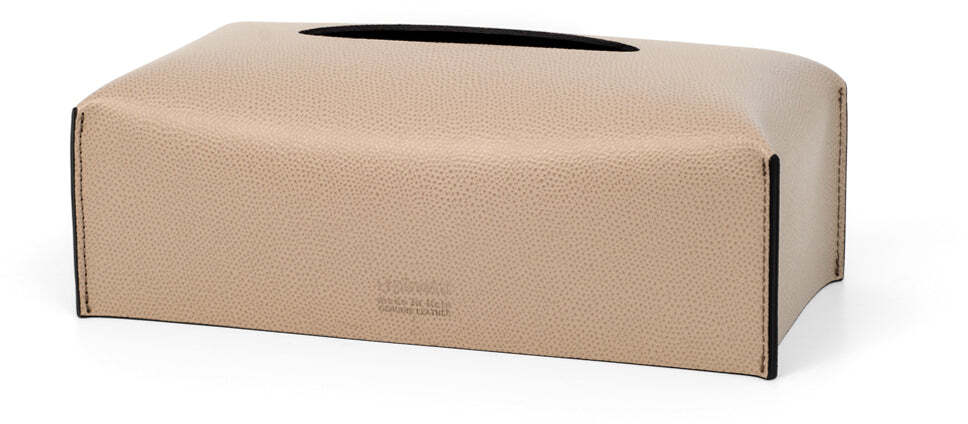 Мягкая прямоугольная коробка для салфеток - 24,7X12,7XH7,5 см / зернистая кожа_темно-серый