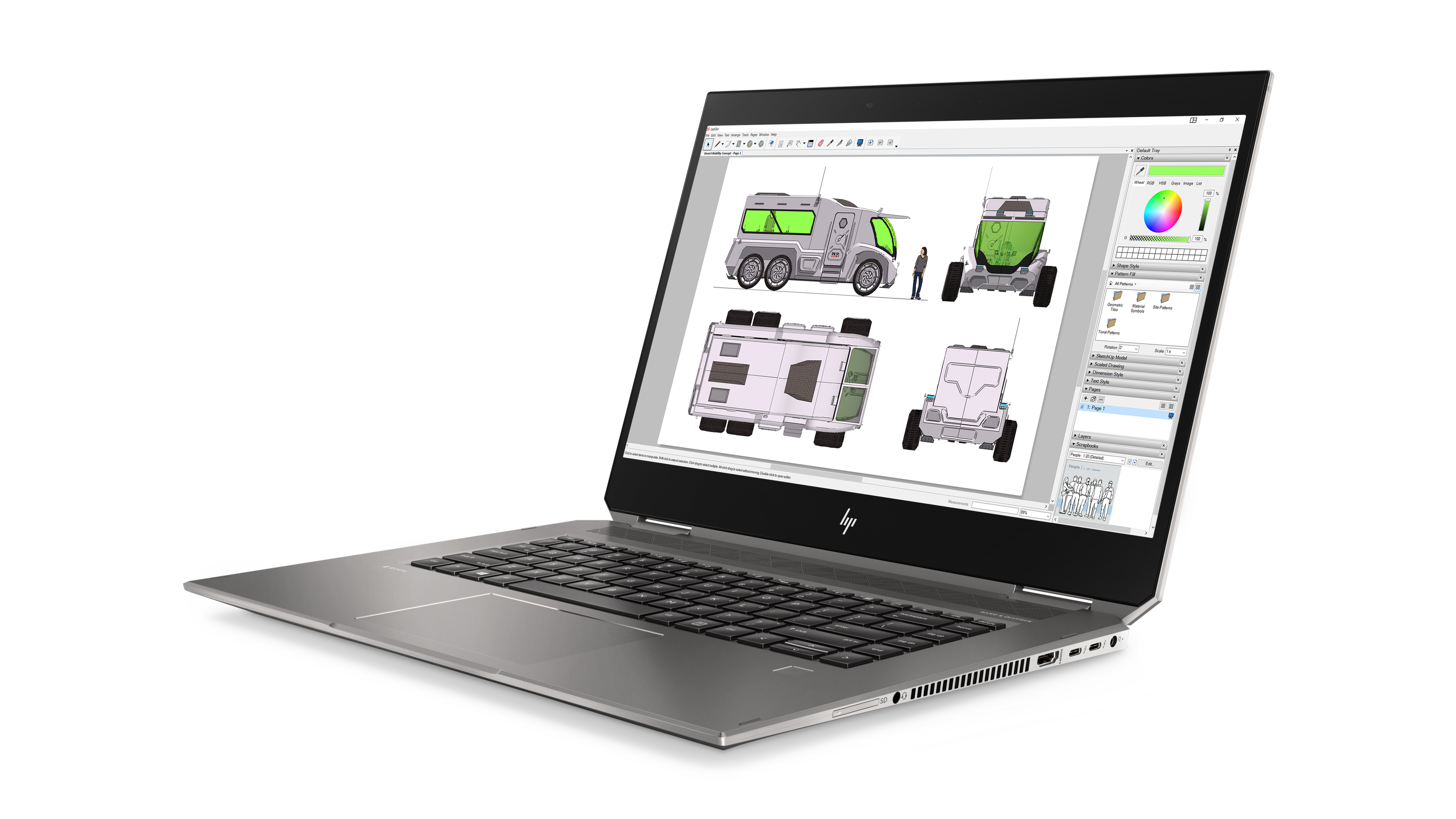 6TW47EA#ACB zbook x360 studio g5 15.6"(3840x2160)/touch/intel core i9 9880h(2.3ghz)/16384mb/512ssdgb/nodvd/ext:nvidia quadro p2000(4096mb)/war 3y/2.26kg/silver/w10pro + no pen HP Santreyd  - Вид №2