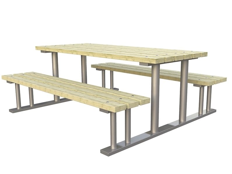 Прямоугольный стол для пикника из сосны со встроенными скамейками Lazzari Mediterraneo ARCH-00046636