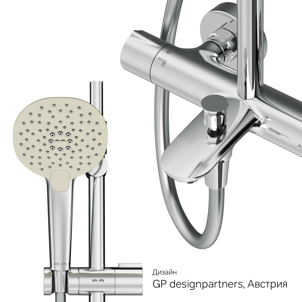 F0770A510 Spirit V2.0 душ.система набор: смеситель д/ванны/душа с термостатом верхн. душ d 250 мм AM.PM Spirit 2.0  - Вид №14