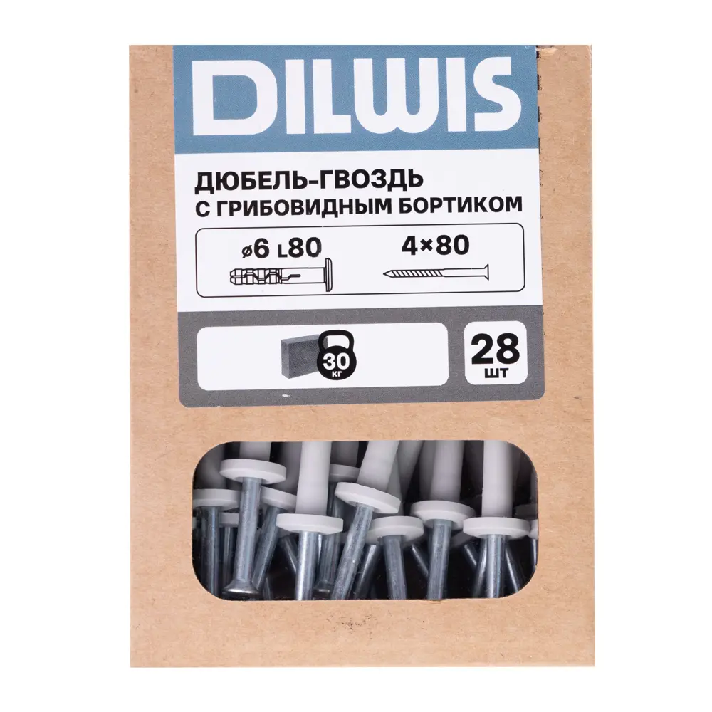 Дюбель-гвоздь нейлоновый Dilwis грибовидная манжета  6x80мм 28 шт STLM-2126761 - Вид №4