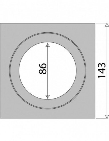 461000 000 00  Каркас душевого желоба, 143 x 143 мм, хромированный АБС-пластик Valentin Хром  - Вид №2
