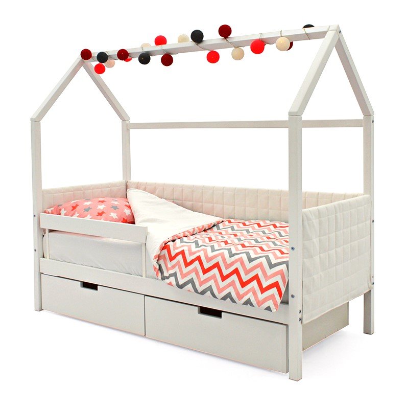 Детская кровать-домик мягкая белая Svogen БЕЛЬМАРКО  00-3873179 Белый Santreyd  - Вид №6