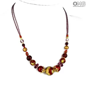 3316 ORIGINALMURANOGLASS Ожерелье Фульвия - с золотом - Original Murano Glass OMG 50 см