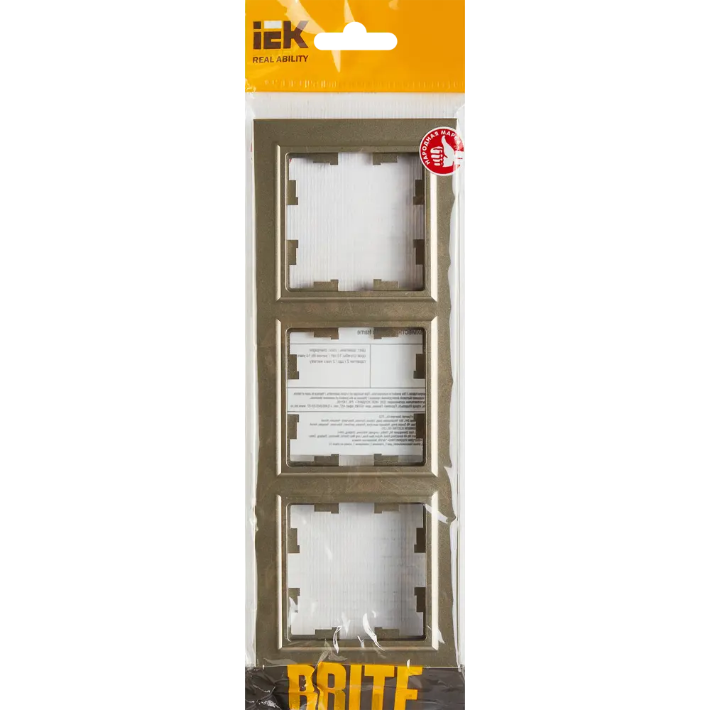 Рамка IEK Brite-3 для розеток и выключателей в цвете шампань 87761360 STLM-1402899 - Вид №3