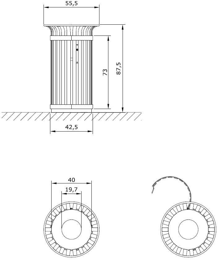 Euroform W Контейнер для мусора из металла Tulip 230-45 (60, 90) - Вид №9