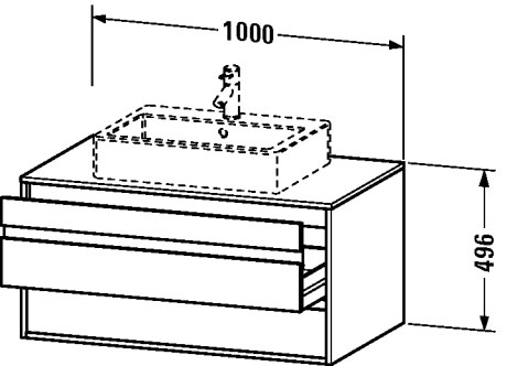 KT665505151 Тумбочка подвесная Ketho #KT6655 1000 x 550 мм Сосна коричневая, декор Duravit - Вид №1
