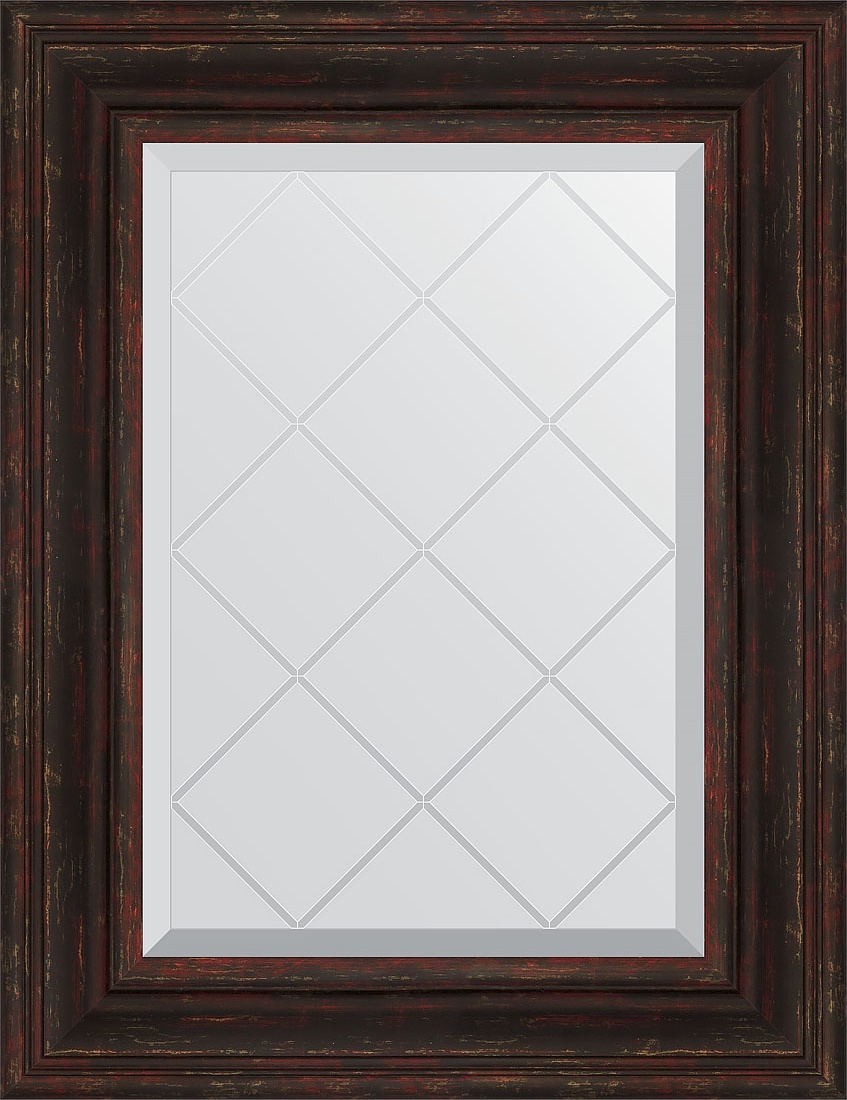 BY 4033 Зеркало с гравировкой в багетной раме - темный прованс 99 mm EVOFORM Exclusive-G