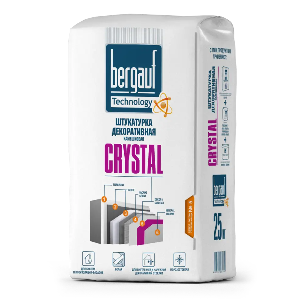 Штукатурка декоративная Bergauf Crystal камешки 2.5 мм 25 кг Не применимо STLM-2034395