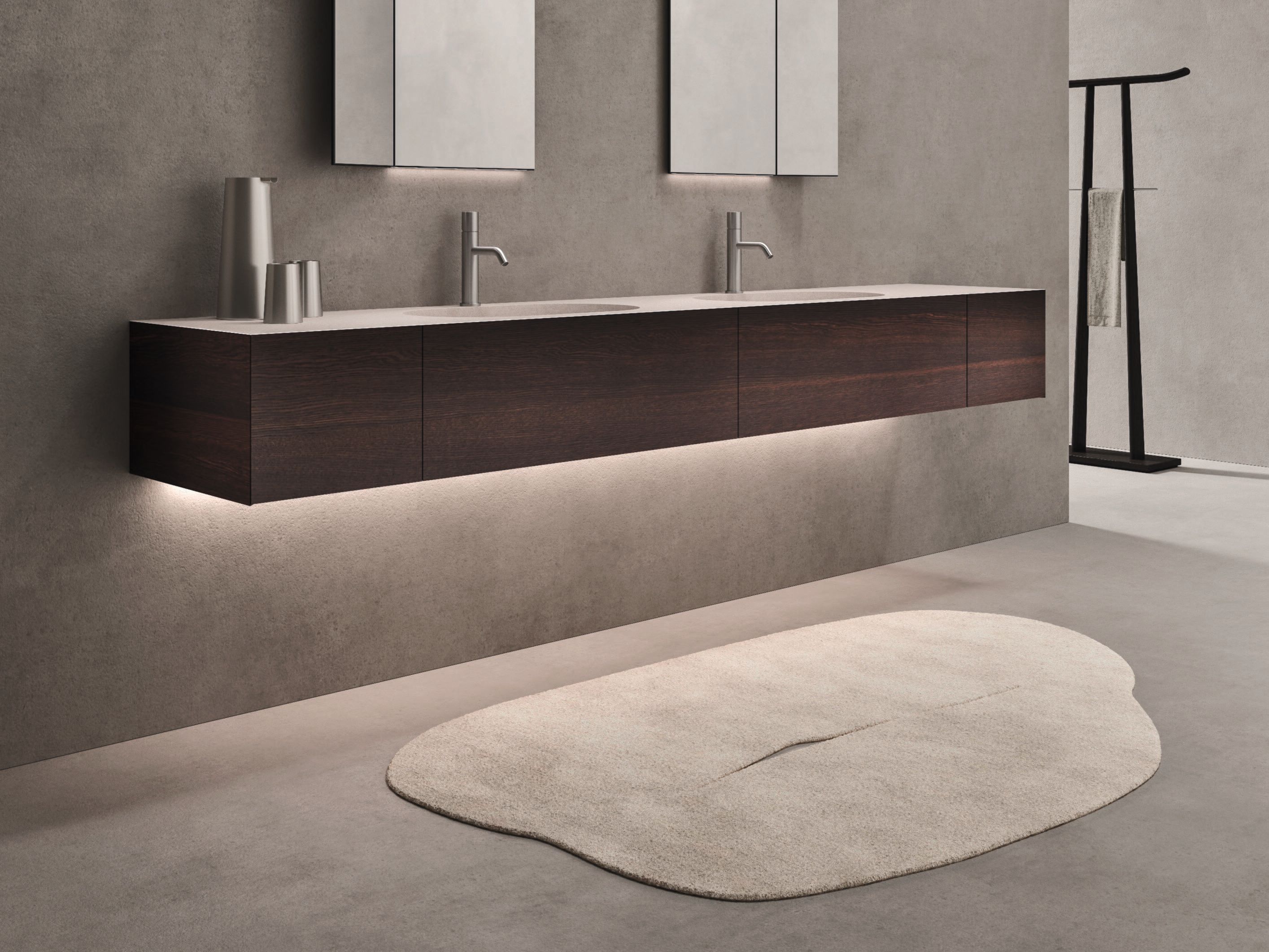 Двойной подвесной шкаф для раковины из дуба со встроенной раковиной Noorth Azuma ARCH-00057395 - Вид №3