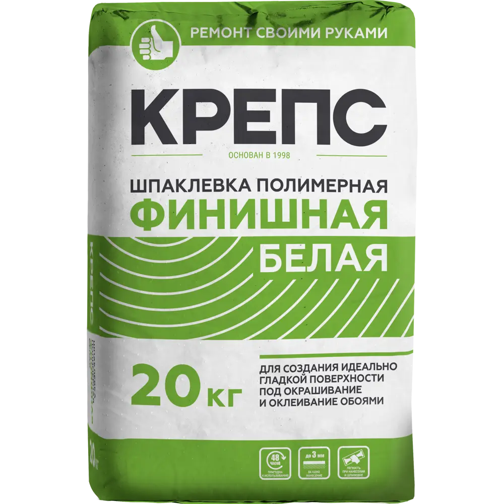 Шпаклёвка полимерная финишная Крепс 20 кг белый Финишная белая STLM-2197997