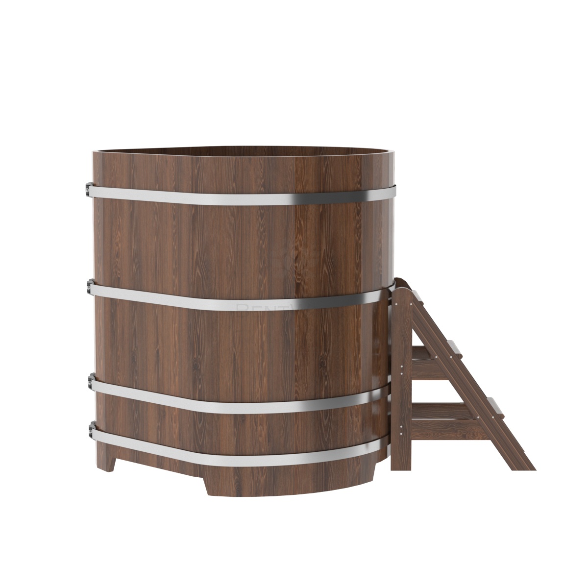 1360 Купель угловая из дуба 1,19х1,19х1,4 морёная Alyarus  - Вид №2