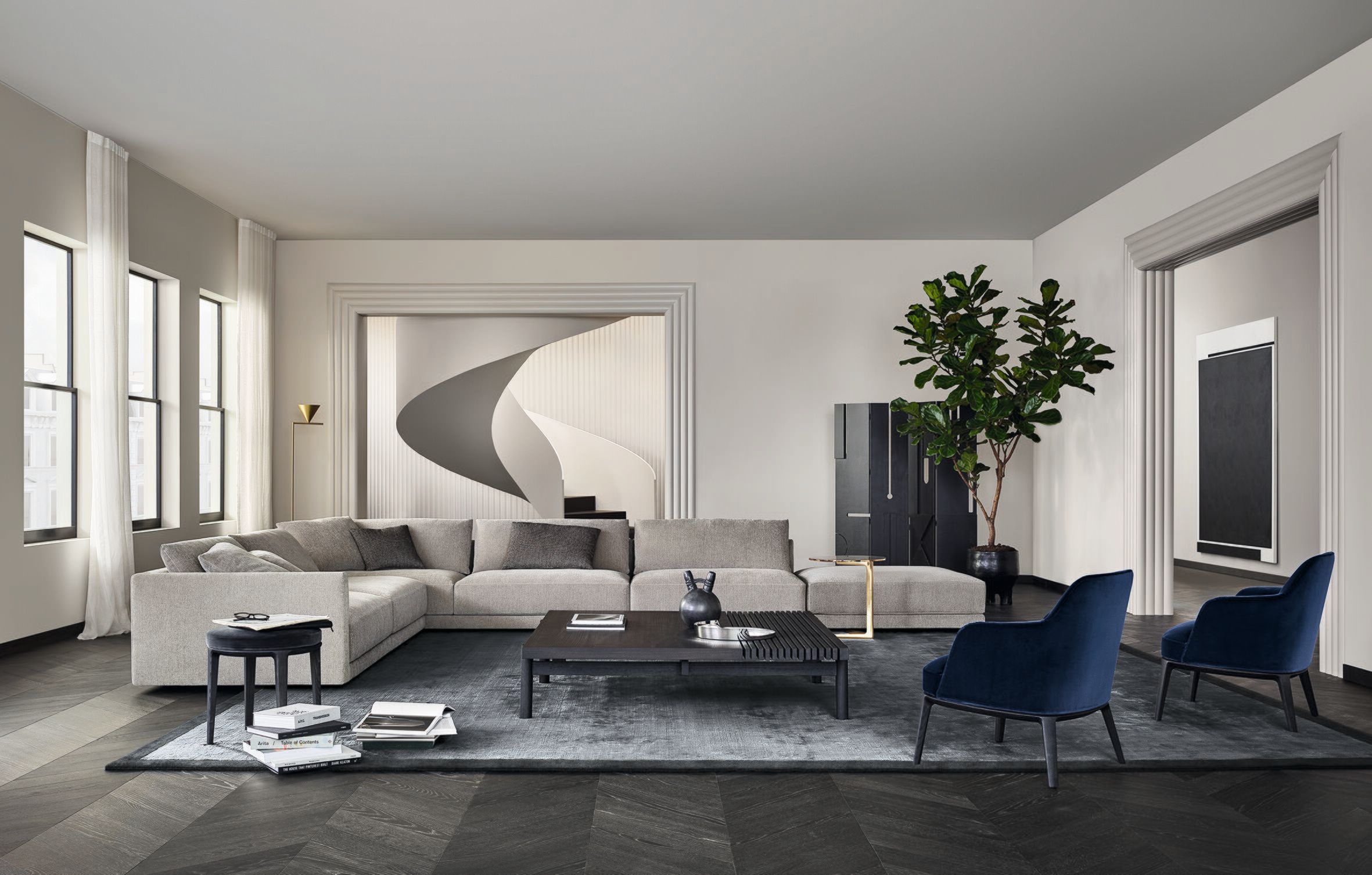 Ковер ручной работы из ткани Poliform FRAME ARCH-00076597 - Вид №1