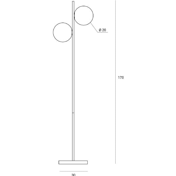 Торшер из опалового стекла и металла с диммером Miloox Jugen ARCH-00012840 - Вид №3