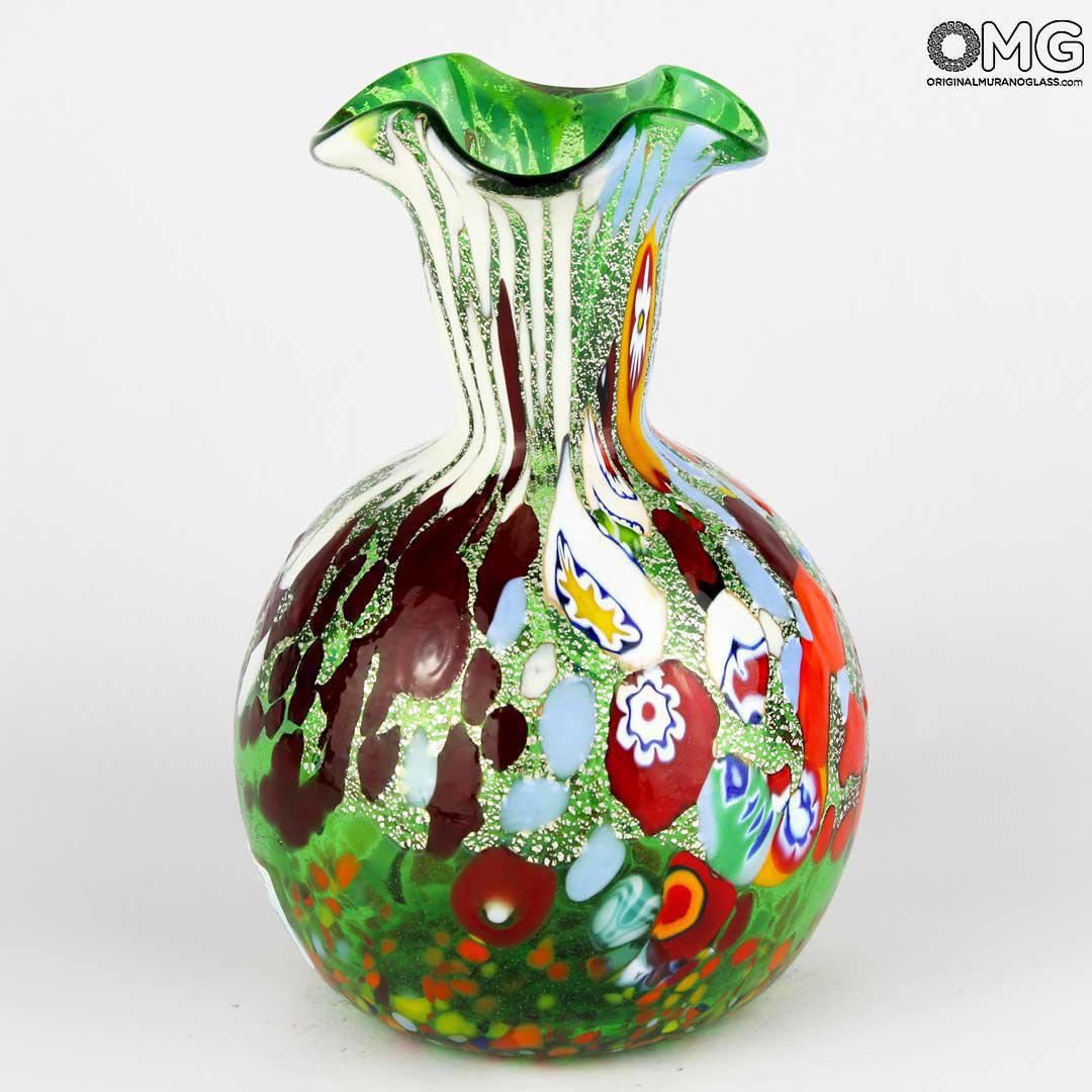 3263 ORIGINALMURANOGLASS Ваза Lily - зелёная - Original Murano Glass OMG 10 см  - Вид №1
