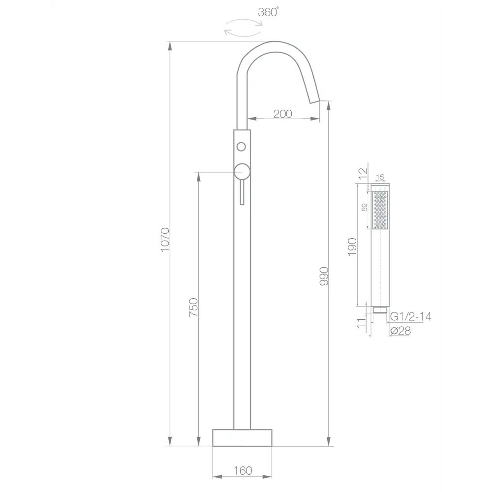 Смеситель для ванны Culto Rafael напольный однорычажный цвет хром STLM-2037339 - Вид №5