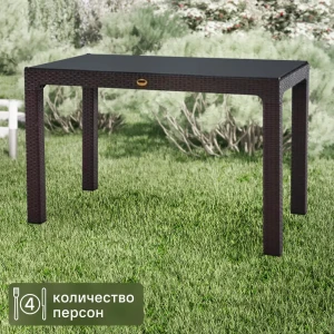 Стол садовый прямоугольный складной Rattan 120x70x75 см полипропилен цвет коричневый 89354361 STLM-2211517