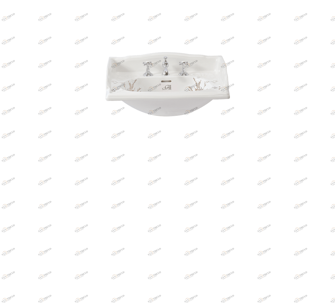 Gentry Home Таз большой белый Victorian Садовый узор GH102858