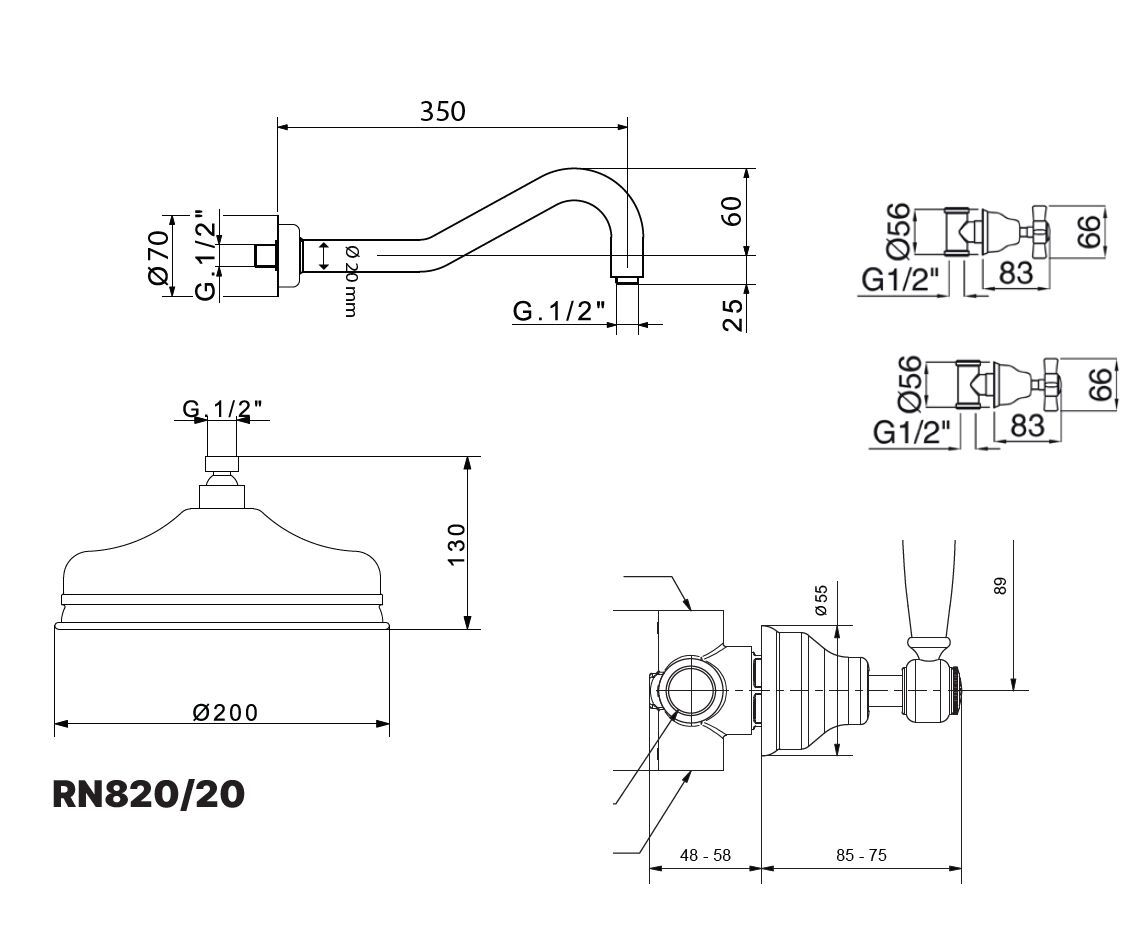 Встраиваемый набор для душа с ручным душем и душем Gaia Mobili Complements ARCH-00120506 - Вид №2