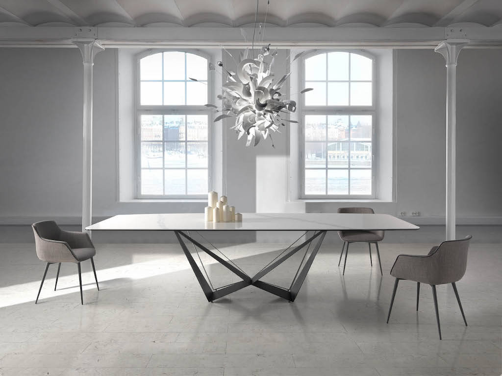 062101 Стол обеденный прямоугольный мраморный 260 черные ножки Angel Cerda CT2061  - Вид №1